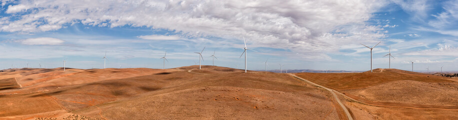 D SA hills windmills mid close pan - obrazy, fototapety, plakaty