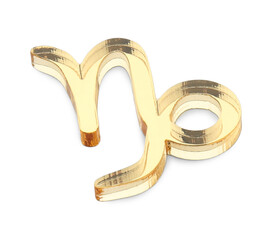 Zodiac sign. Golden Capricorn symbol isolated on white