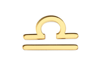 Zodiac sign. Golden Libra symbol isolated on white, top view