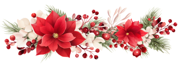 watercolor christmas garland clipart on white background