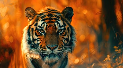 Beautiful Tiger Striped in Orange and Black amid Natural Surroundings