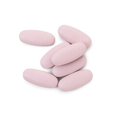 Obraz na płótnie Canvas Vitamin pills isolated on white, top view. Health supplement