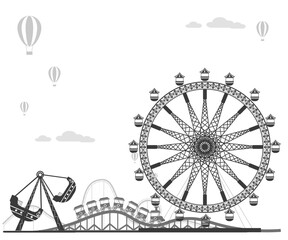 Amusement Park Panorama Day Scene