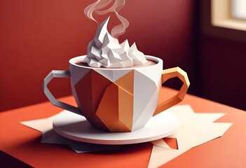 A Steaming Mug Of Hot Cocoa On A Cozy Cafe Table