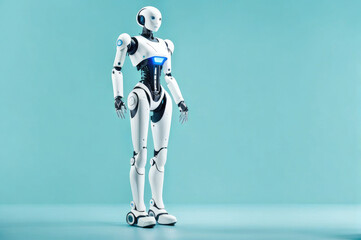 humanoid robot with futuristic technology. Concept artificial intelligence, technological future and science fiction.