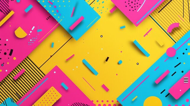 Colorful 90's Style Pattern with Ample Copy Space - vintage retro design - Party Invites Get Saved from the Mundane by the Colorful Bell Tones of This Background!