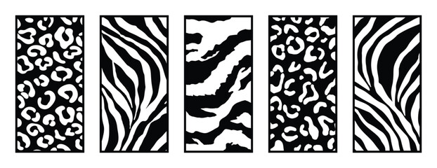 leopard and zebra animal skin pattern. Laser cut with line design pattern. Design for wood carving, wall panel decor, metal cutting, wall arts, cover background and wallpaper. 