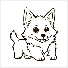 Doodle corgi dog isolated. Coloring page book. Cartoon vector stock illustration. EPS 10