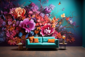 Colorful wallpaper, bursting with imaginative designs, vibrant hues ,super realistic,soft shadown