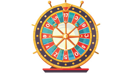 Wheel of fortune with number bets. Flat style vector