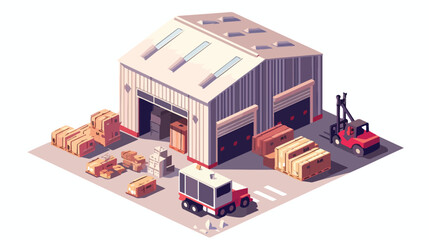 Wholesale warehouse storage building with forklift