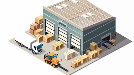 Wholesale warehouse storage building with forklift