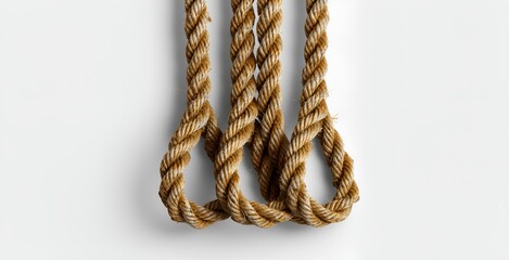 Twisted Brown Ropes Against White Background
