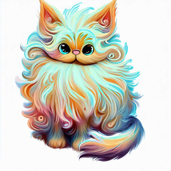 Obraz premium 3D furry forest animal with beautiful colors and white backgroundwith Generative AI technology