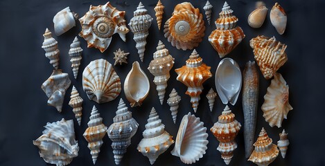 Assortment of Seashells in Diverse Forms and Designs