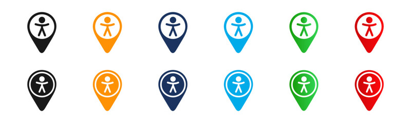 Modern set marker human. Simple position person. Isolated graphic illustration location silhouette man. Navigation. Pointer transport icons in vector design style