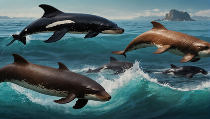 Fototapeta premium dolphin jumping out of water