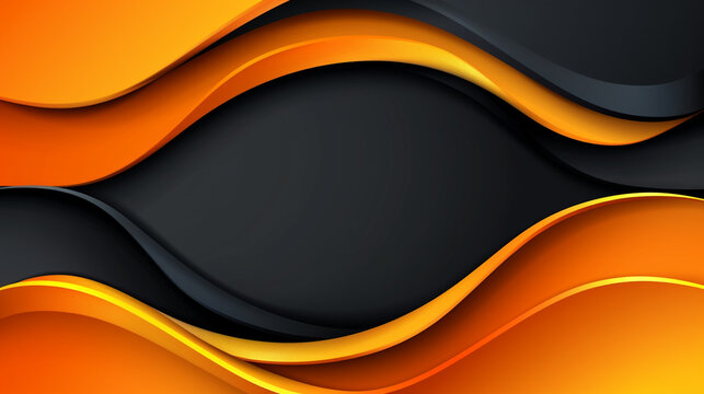 Abstract 3d render, orange and black wave light effect High quality photo