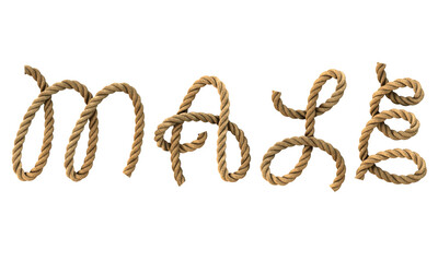 3D render of the text "male" with a rope texture © Nullazy