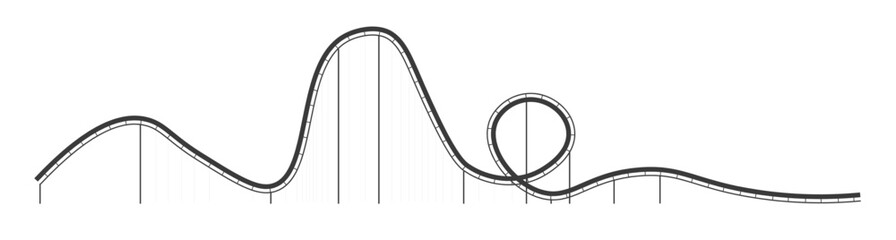 Roller Coaster Ride Line Vector - 786236426