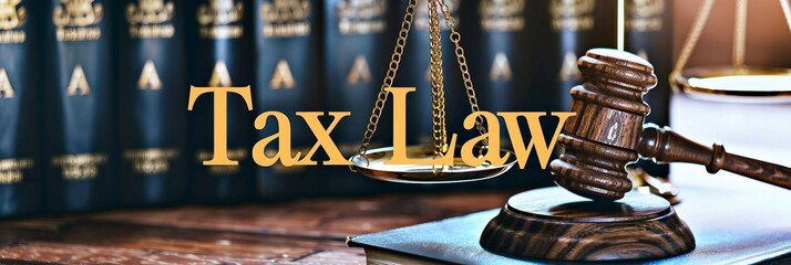 Tax Law, scales of justice, gavels and book. legal expertise.
 - obrazy, fototapety, plakaty