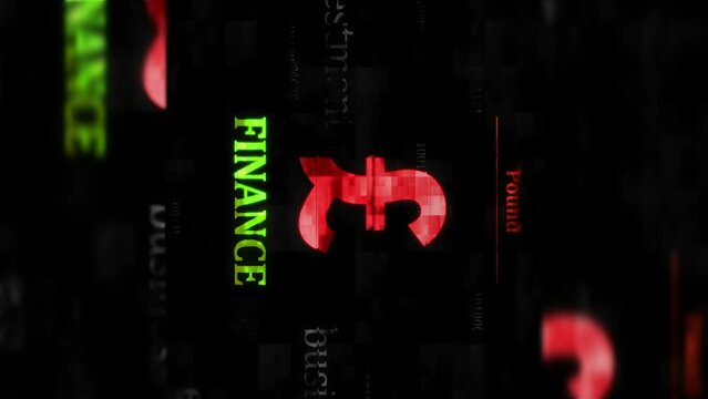 Vertical video: Currency dollar euro yen poud yuan symbol technology loop concept. Abstract sign on glitch screens. Seamless and looped.
