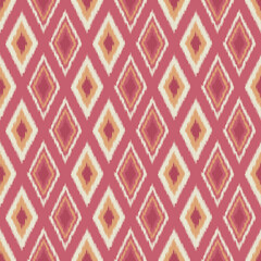 Ethnic ikat seamless pattern, oriental embroidery style, vector illustration.