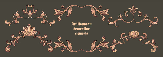 Art Nouveau vintage borders. Decorative elements. Vector.