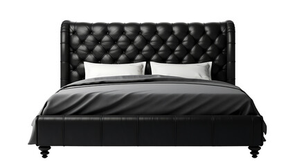 Black luxury leather bed isolated on white background 