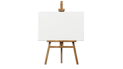 Blank canvas on a artist' easel. Blank art board and wooden easel isolated on transparent background   - obrazy, fototapety, plakaty
