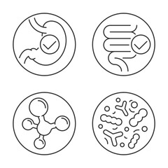 Probiotics icons set for labeling, in thin line