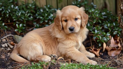 A charming golden retriever puppy appears very attractive