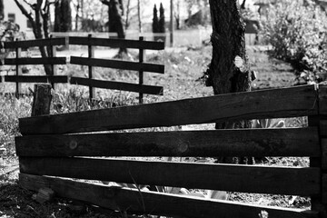 Small wooden fence in a garden	