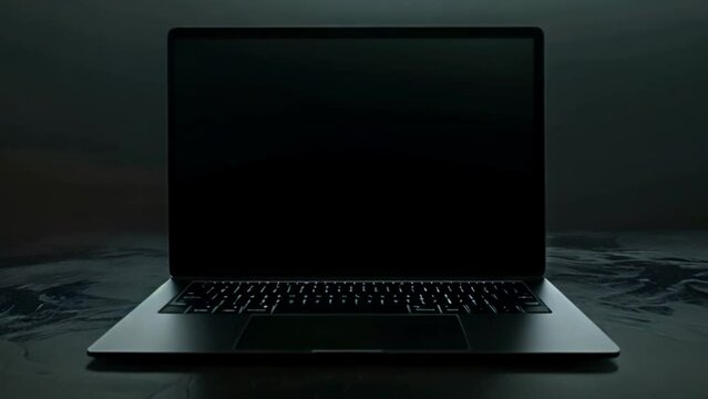 Modern Laptop on a Dark Surface With a Mysterious Ambience
