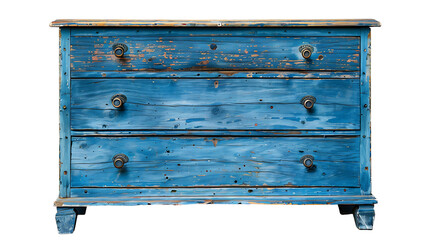Blue wooden dresser isolated on white background   - obrazy, fototapety, plakaty