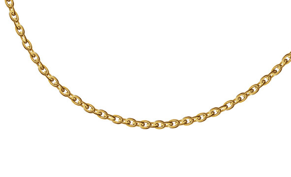Gold necklaces Isolated on white. Golden chain illustration. Golden necklace for ads, flyers, web site, sale banners.	