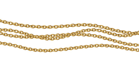 Gold necklaces Isolated on white. Golden chain illustration. Golden necklace for ads, flyers, web site, sale banners.	