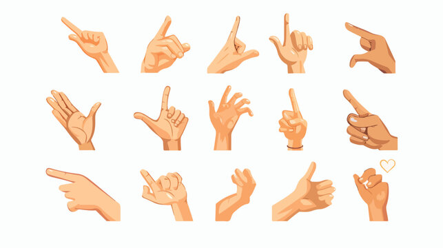 Set of hands icons and symbols. Emoji hand icons. Dif