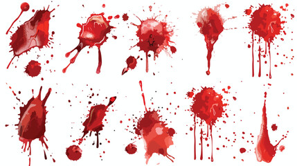 Set of vector various realistic detailed bloodstain b