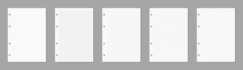Set of gray sheets binder notebook. Vector