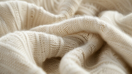 The intricate patterns of ivory wool fibers revealed in extreme close-up. - obrazy, fototapety, plakaty