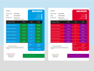 Free vector minimal invoice template Design