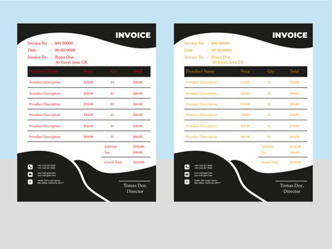 Free vector minimal invoice template Design