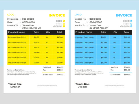 Free vector minimal invoice template Design