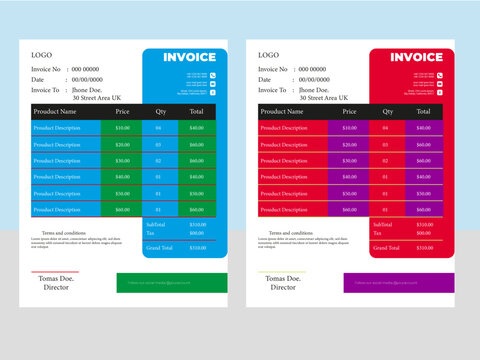 Free vector minimal invoice template Design