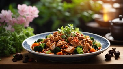 Sweet and Sour Pork Crispy pork pieces coated in a sweet and tangy sauce.