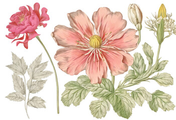 set of flowers