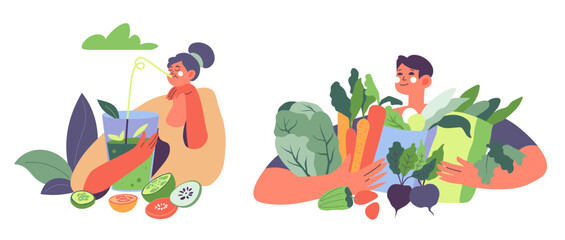 People Enjoying Healthy Vegetable Diet - 786243687