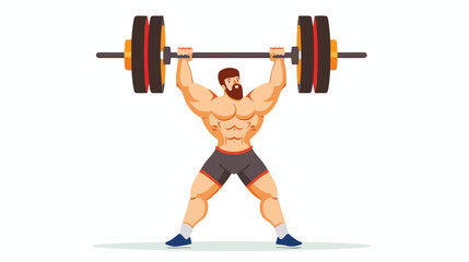 Fototapeta na wymiar Strong bodybuilder sportsman lifting heavyweight barb