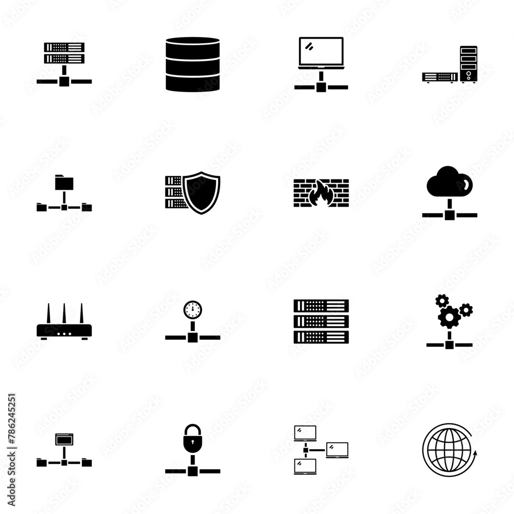 Poster network servers icon - expand to any size - change to any colour. perfect flat vector contains such 